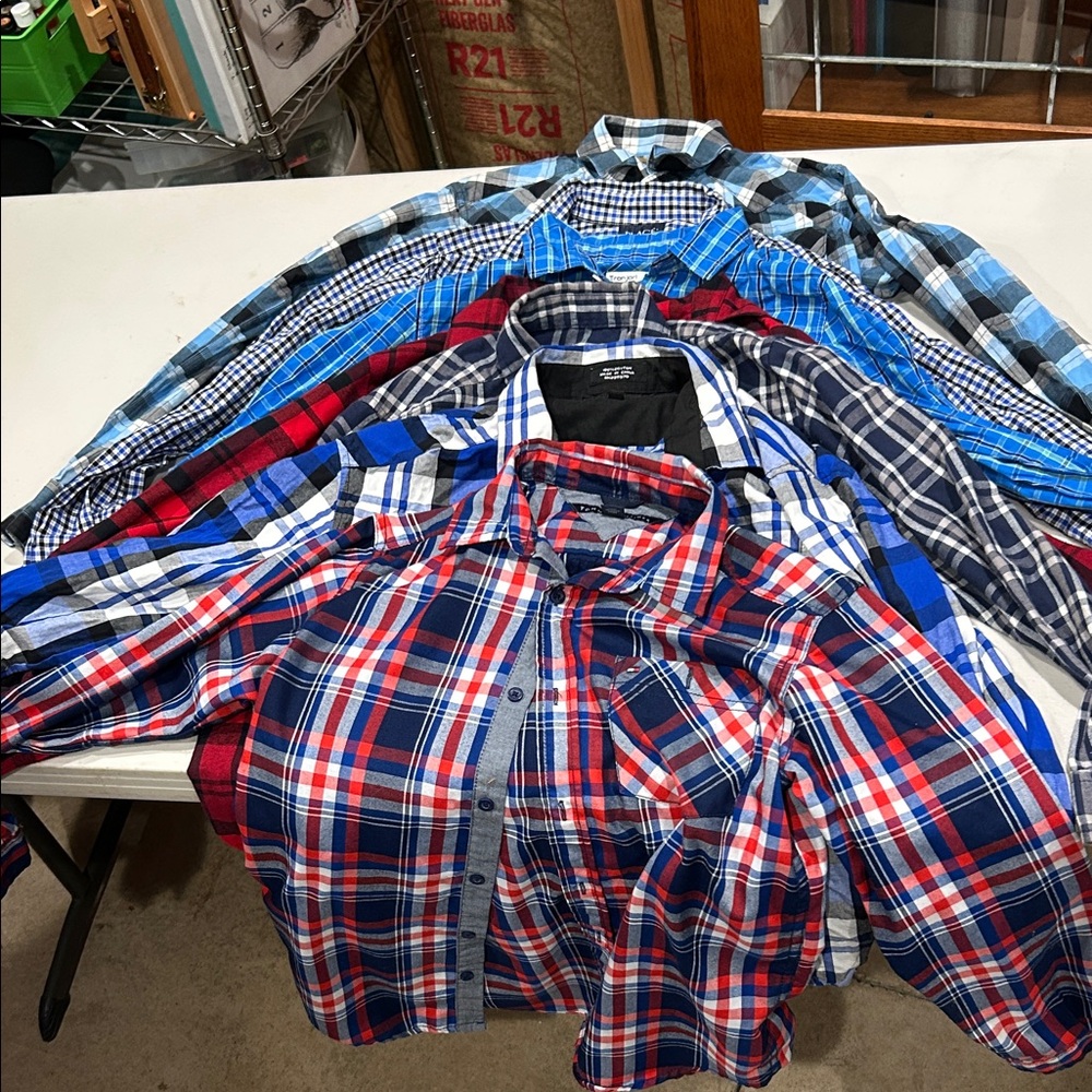 Tommy Hilfiger Red and Blue Plaid Button-Down Shirt